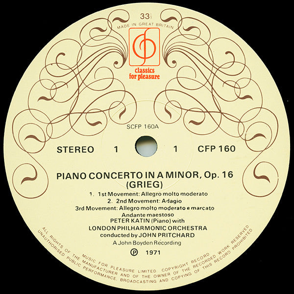 Edvard Grieg - Peter Katin, London Philharmonic Orchestra, John Pritchard : Piano Concerto In A Minor • Peer Gynt Suite (LP, Album)