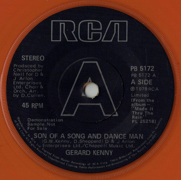 Gerard Kenny : Son Of A Song And Dance Man (7", Single, Promo, Ora)