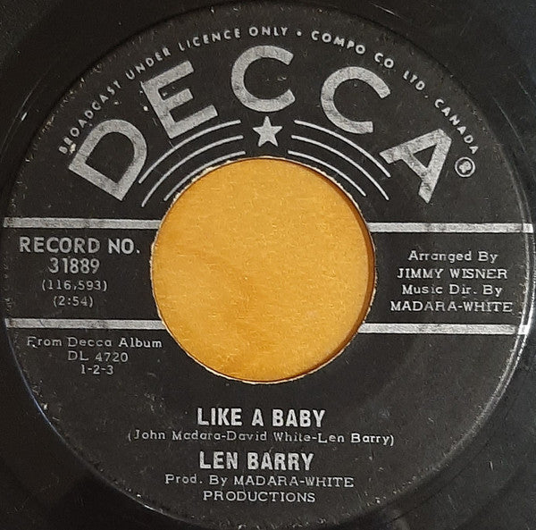 Len Barry : Like A Baby (7")