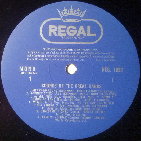 Various : The Great Bands Of Duke Ellington, Fletcher Henderson, Benny Carter (LP, Comp, Mono)