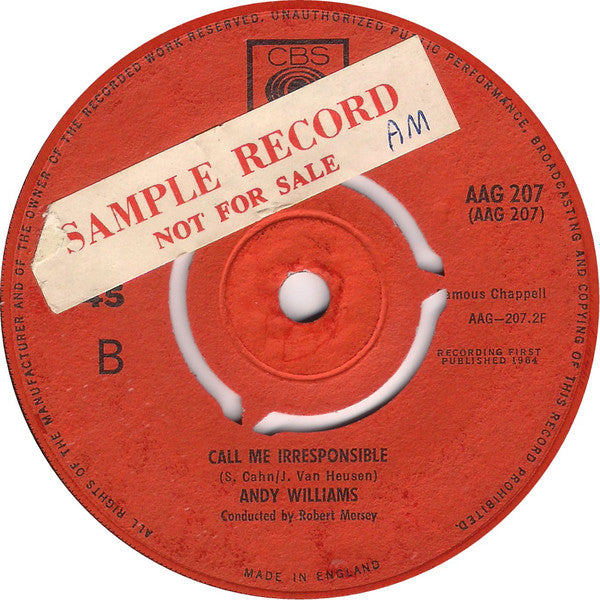 Andy Williams : If Ever I Would Leave You (7", Single)