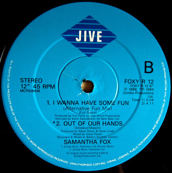 Samantha Fox : I Wanna Have Some Fun (Remixed By Kevin Saunderson) (12", Single)