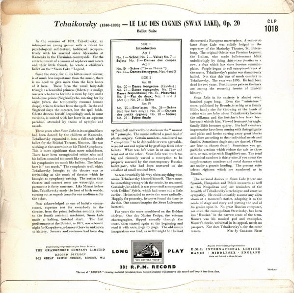 Pyotr Ilyich Tchaikovsky, Robert Irving (2) Conducting The Philharmonia Orchestra : Swan Lake (LP, Mono, RP)