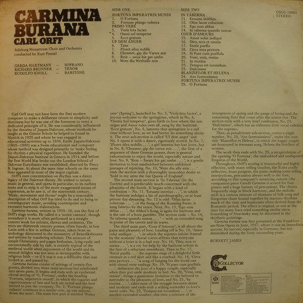 Carl Orff / Salzburg Mozarteum Choir* And Orchestra* Conducted By Kurt Prestel : Carmina Burana (LP)