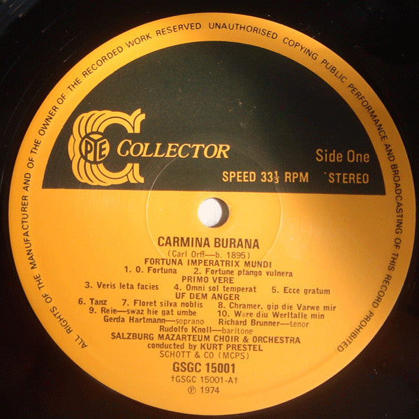 Carl Orff / Salzburg Mozarteum Choir* And Orchestra* Conducted By Kurt Prestel : Carmina Burana (LP)