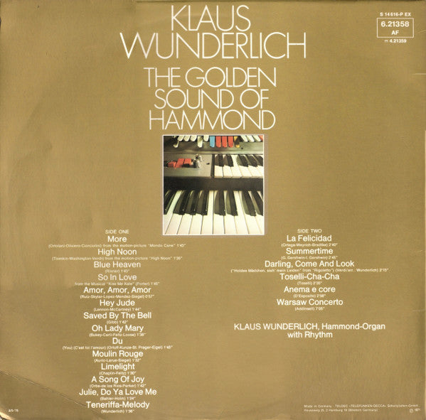 Klaus Wunderlich : The Golden Sound Of Hammond (LP, Album, Gat)