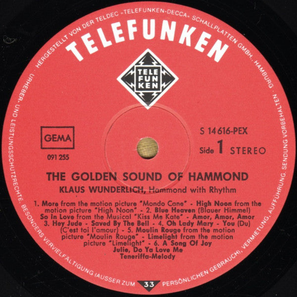 Klaus Wunderlich : The Golden Sound Of Hammond (LP, Album, Gat)