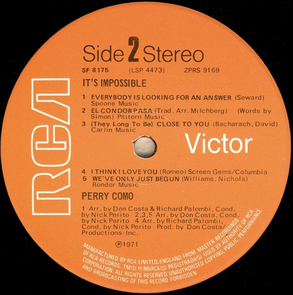 Perry Como : It's Impossible (LP, Album)