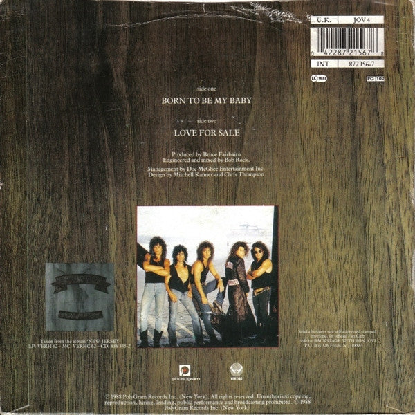 Bon Jovi : Born To Be My Baby (7", Single, Pap)