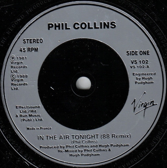 Phil Collins : In The Air Tonight ('88 Remix) (7", Single, Sil)