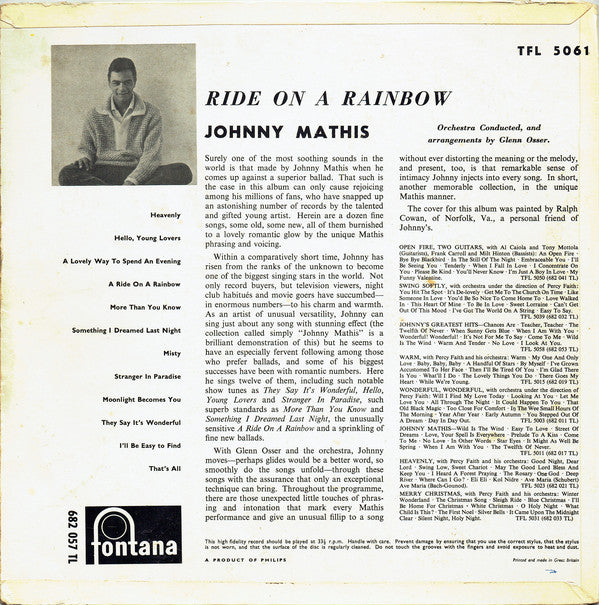 Johnny Mathis : Ride On A Rainbow (LP, Album)