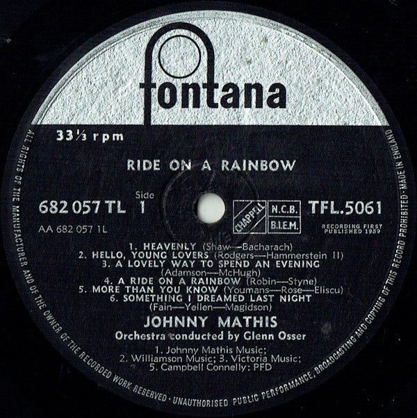 Johnny Mathis : Ride On A Rainbow (LP, Album)