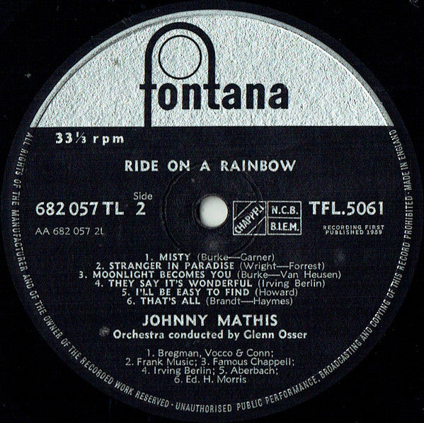 Johnny Mathis : Ride On A Rainbow (LP, Album)