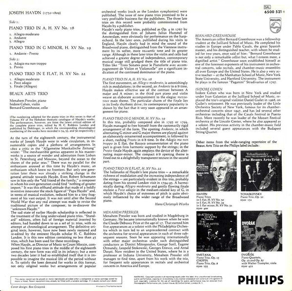 Joseph Haydn, Beaux Arts Trio : Piano Trios, H.XV Nos. 18, 19 & 22 (Volume 4) (LP)