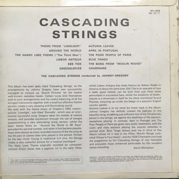 The Cascading Strings Conducted By John Gregory : Cascading Strings (LP, RE)