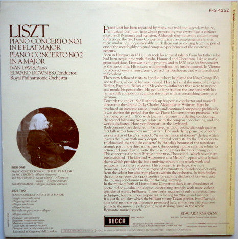 Franz Liszt, Ivan Davis (2), Edward Downes, Royal Philharmonic Orchestra : Piano Concertos No. 1 In E Flat / Piano Concerto No. 2 In A (LP, Album)
