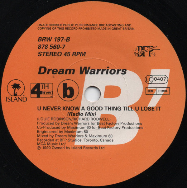 Dream Warriors : My Definition Of A Boombastic Jazz Style (7", Single, Pap)