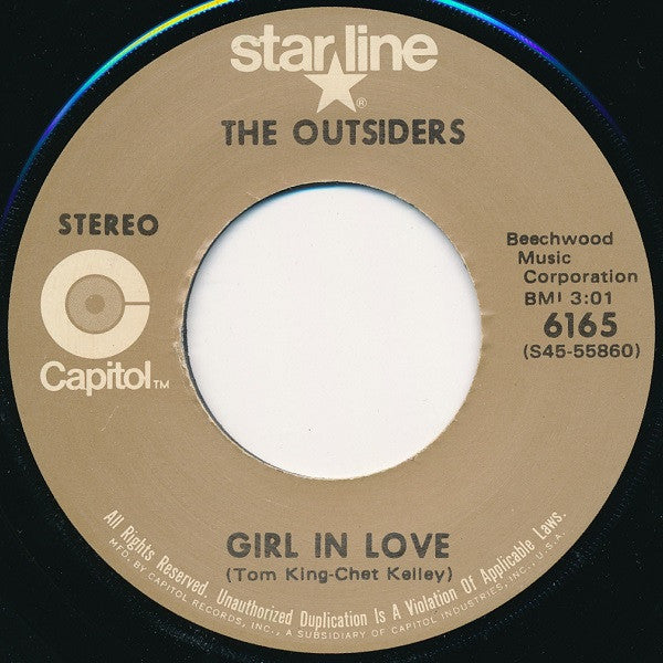 The Outsiders (4) : Time Won't Let Me / Girl In Love (7", Single, RE)