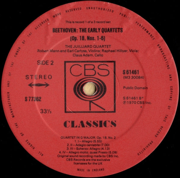 Ludwig van Beethoven, Juilliard String Quartet : The Early Quartets Op. 18 Nos. 1-6 (3xLP + Box)