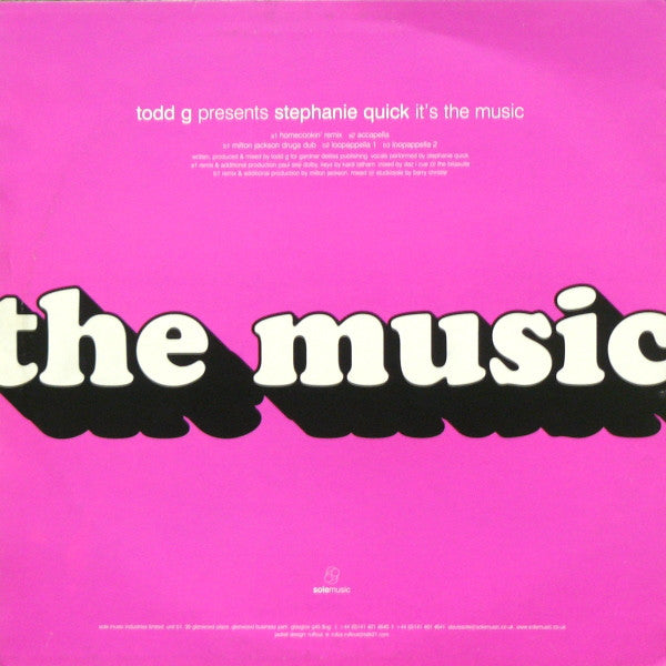 Todd Gardner Presents Stephanie Quick : It's The Music (Homecookin'/Milton Jackson Remixes) (12")