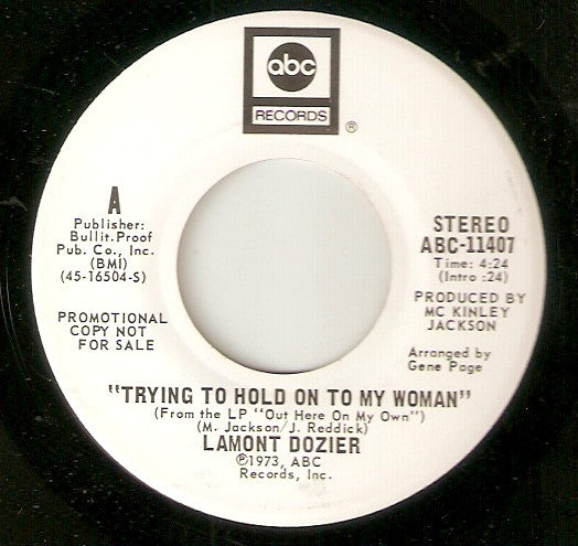 Lamont Dozier : Trying To Hold On To My Woman (7", Mono, Promo)