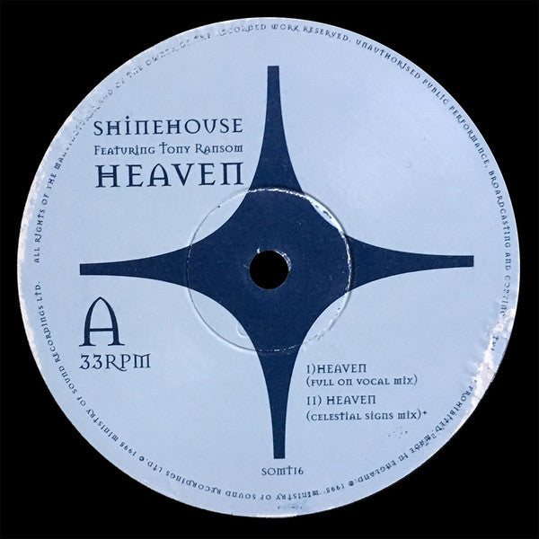 Shinehouse Featuring Tony Ransom : Heaven (12")