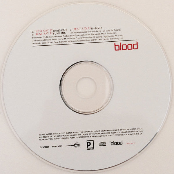 Blood : Just Say It (CD, Maxi)