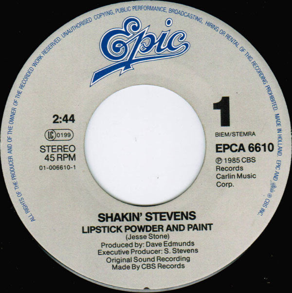 Shakin' Stevens : Lipstick Powder And Paint (7", Single)