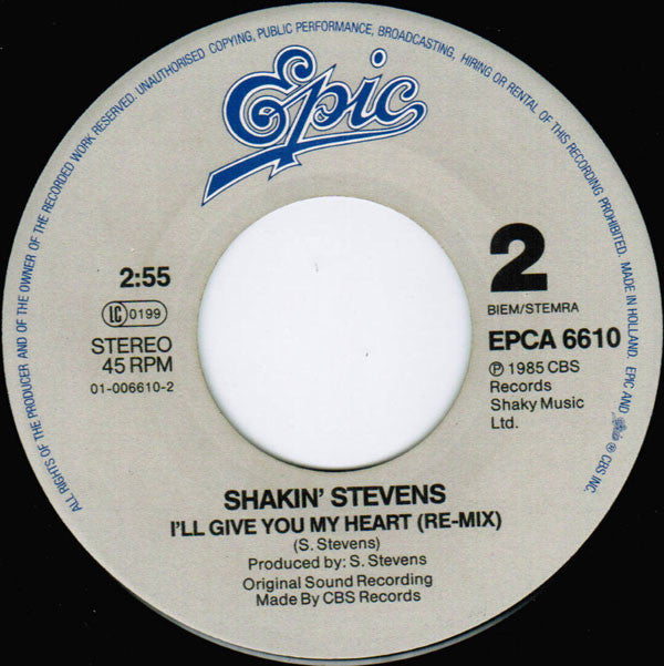 Shakin' Stevens : Lipstick Powder And Paint (7", Single)