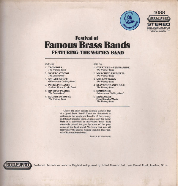 Various : Festival Of Famous Brass Bands (LP, Comp)