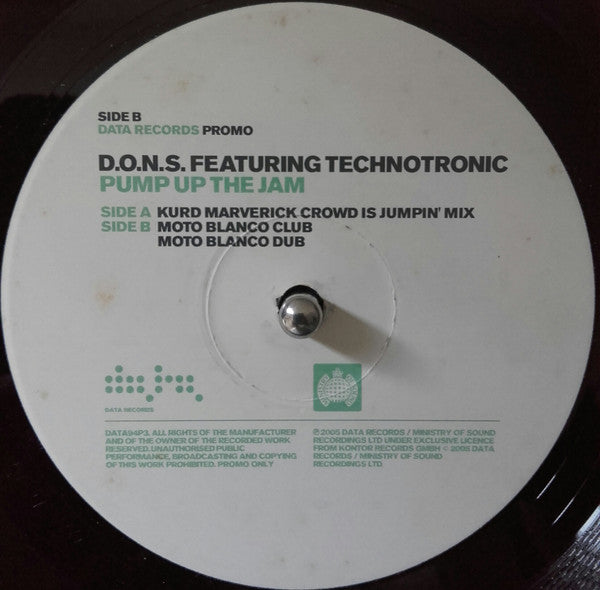 D.O.N.S. Featuring Technotronic : Pump Up The Jam (12", Promo)