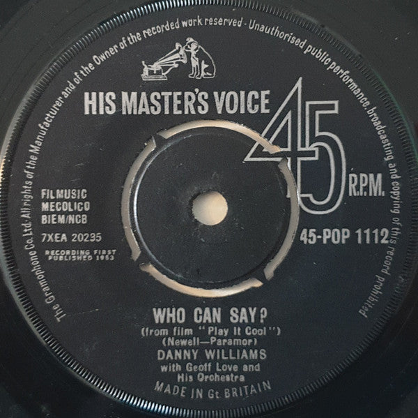 Danny Williams : My Own True Love (7", Single)