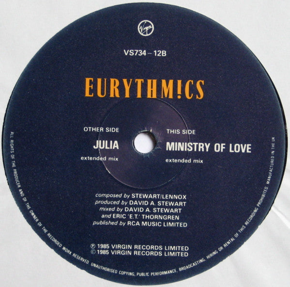Eurythmics : Julia / Ministry Of Love (12", Single)