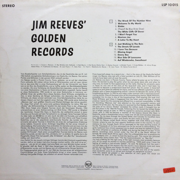 Jim Reeves : Jim Reeves' Golden Records (LP, Comp)