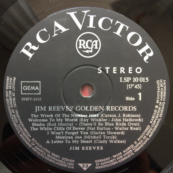 Jim Reeves : Jim Reeves' Golden Records (LP, Comp)