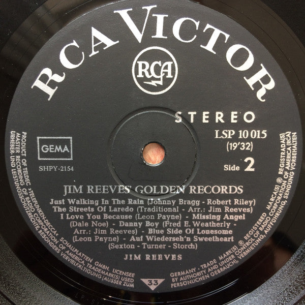 Jim Reeves : Jim Reeves' Golden Records (LP, Comp)