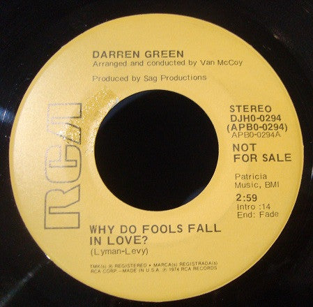 Darren Green (2) : Why Do Fools Fall In Love? (7", Promo)