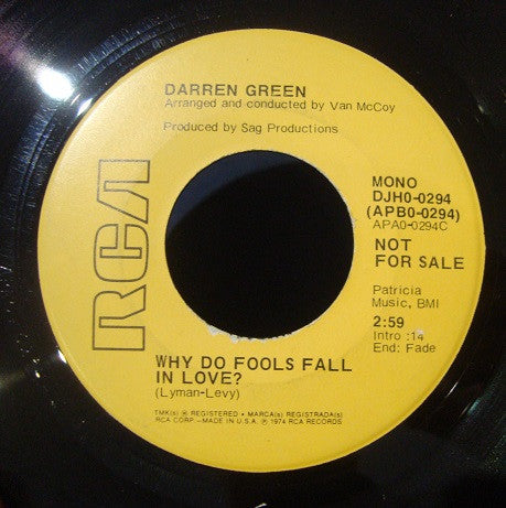 Darren Green (2) : Why Do Fools Fall In Love? (7", Promo)
