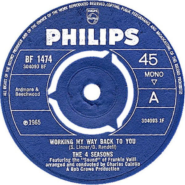 The Four Seasons : Working My Way Back To You (7", Single, Mono, 3-P)