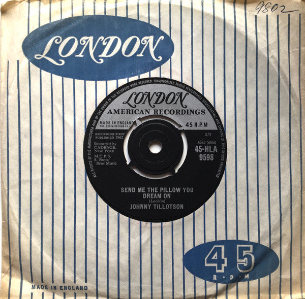 Johnny Tillotson : Send Me The Pillow You Dream On (7")