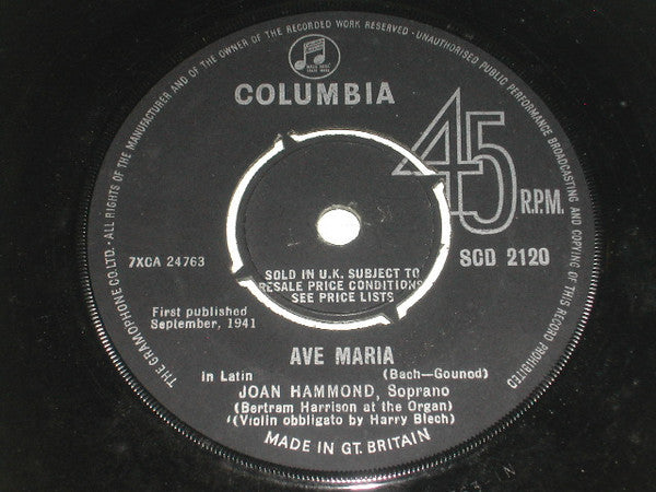 Joan Hammond : Ave Maria (7", RP)