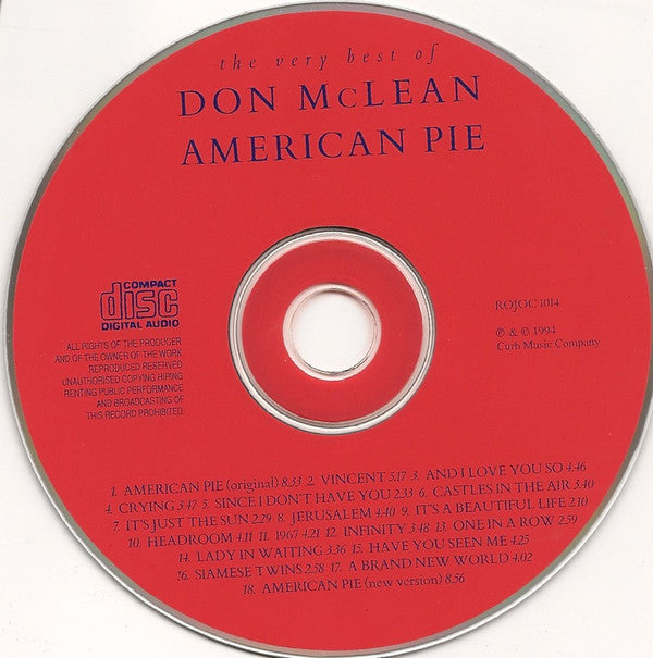 Don McLean : The Very Best Of Don McLean - American Pie (CD, Comp)
