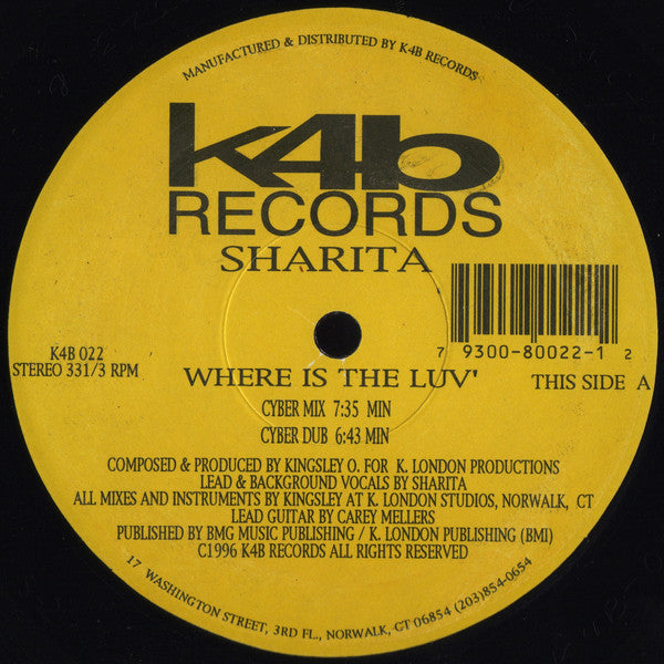 Sharita : Where Is The Luv' (12")