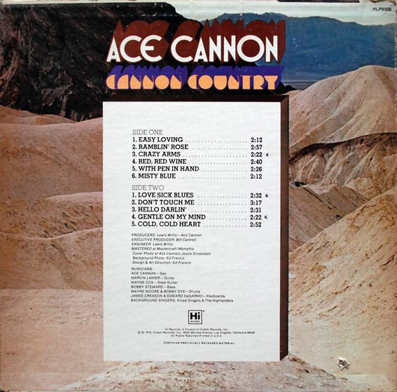Ace Cannon : Cannon Country (LP, RE)