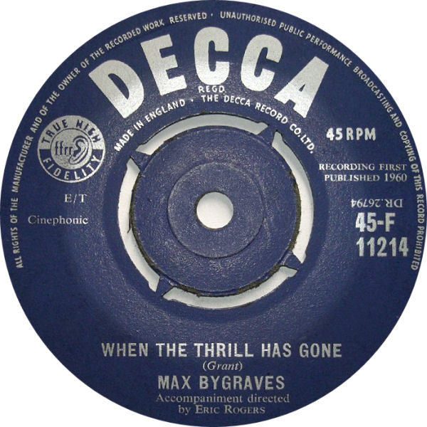 Max Bygraves : Fings Ain't Wot They Used T'Be (7", Single)