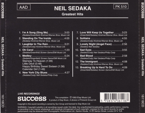 Neil Sedaka : Greatest Hits (Live In Concert) (CD, Comp)