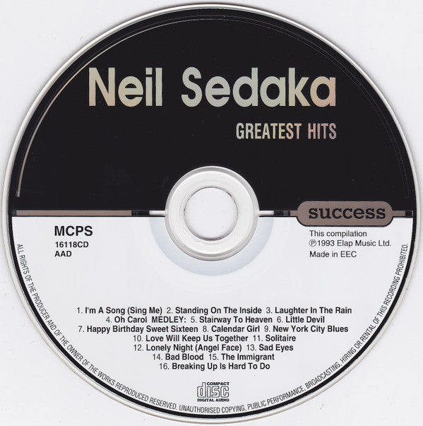 Neil Sedaka : Greatest Hits (Live In Concert) (CD, Comp)