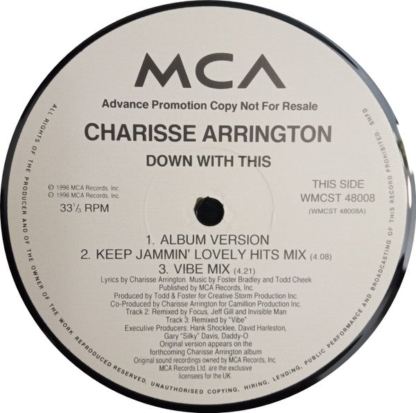 Charisse Arrington : Down With This (12", Promo)