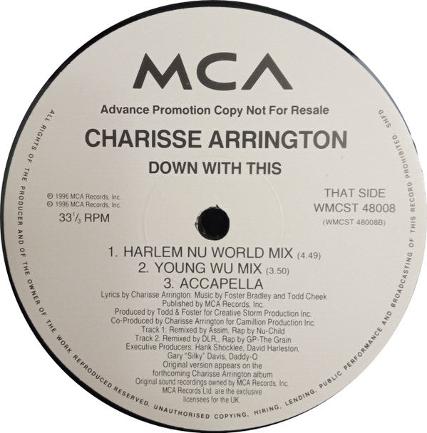 Charisse Arrington : Down With This (12", Promo)