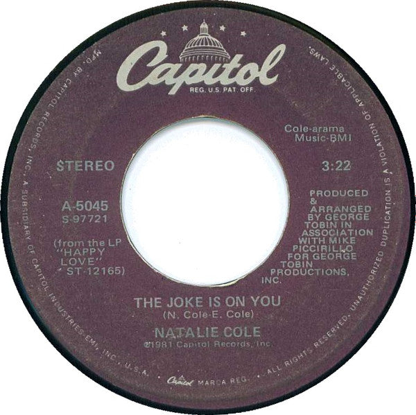 Natalie Cole : Nothin' But A Fool / The Joke Is On You (7", Single)